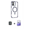 MARSİLYAN™- iPhone 16 Kılıf Eksen Klasik Koleksiyonu - Siyah Bilvis 5in1 5D Magic Hayalet Cam Ekran Koruyucu + PVD Metal Kamera Lens - YL