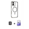 MARSİLYAN™- iPhone 16 Kılıf Eksen Klasik Koleksiyonu - Siyah Bilvis 5in1 5D Magic Hayalet Cam Ekran Koruyucu + PVD Metal Kamera Lens - PE