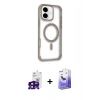MARSİLYAN™- iPhone 16 Kılıf Eksen Klasik Koleksiyonu - Siyah Bilvis 5in1 5D Magic Hayalet Cam Ekran Koruyucu + Bilvis Titan Kamera Lens - SH