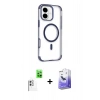MARSİLYAN™- iPhone 16 Kılıf Eksen Klasik Koleksiyonu - Siyah Bilvis 5in1 5D Magic Hayalet Cam Ekran Koruyucu + Raze Metal Kamera Lens - BZ