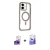 MARSİLYAN™- iPhone 16 Kılıf Eksen Klasik Koleksiyonu - Siyah Bilvis 5in1 5D Magic Hayalet Cam Ekran Koruyucu + Bilvis Titan Kamera Lens - GS