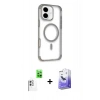 MARSİLYAN™- iPhone 16 Kılıf Eksen Klasik Koleksiyonu - Siyah Bilvis 5in1 5D Magic Hayalet Cam Ekran Koruyucu + Raze Metal Kamera Lens - BZ