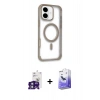 MARSİLYAN™- iPhone 16 Kılıf Eksen Klasik Koleksiyonu - Siyah Bilvis 5in1 5D Magic Hayalet Cam Ekran Koruyucu + Bilvis Titan Kamera Lens - YL