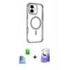 MARSİLYAN™- iPhone 16 Kılıf Eksen Klasik Koleksiyonu - Siyah Bilvis 5in1 5D Magic Hayalet Cam Ekran Koruyucu + Raze Metal Kamera Lens - LT