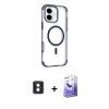 MARSİLYAN™- iPhone 16 Kılıf Eksen Klasik Koleksiyonu - Siyah Bilvis 5in1 5D Magic Hayalet Cam Ekran Koruyucu + PVD Metal Kamera Lens - MI