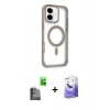 MARSİLYAN™- iPhone 16 Kılıf Eksen Klasik Koleksiyonu - Siyah Bilvis 5in1 5D Magic Hayalet Cam Ekran Koruyucu + Raze Metal Kamera Lens - SH