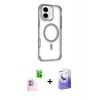 MARSİLYAN™- iPhone 16 Kılıf Eksen Klasik Koleksiyonu - Siyah Bilvis 5in1 5D Magic Hayalet Cam Ekran Koruyucu + Raze Metal Kamera Lens - PE