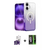 MARSİLYAN™- iPhone 16 Kılıf Eksen Minimal Özel Seri - Şeffaf 360 Full Body Arka Koruyucu + Bilvis Titan Kamera Lens - YL