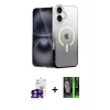 MARSİLYAN™- iPhone 16 Kılıf Eksen Minimal Özel Seri - Şeffaf 360 Full Body Arka Koruyucu + Bilvis Titan Kamera Lens - PE