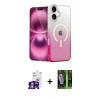 MARSİLYAN™- iPhone 16 Kılıf Eksen Minimal Özel Seri - Şeffaf 360 Full Body Arka Koruyucu + Gümüş Bilvis Titan Kamera Lens