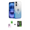 MARSİLYAN™- iPhone 16 Kılıf Eksen Minimal Özel Seri - Şeffaf 360 Full Body Arka Koruyucu + Raze Metal Kamera Lens - PE