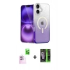 MARSİLYAN™- iPhone 16 Kılıf Eksen Minimal Özel Seri - Şeffaf 360 Full Body Arka Koruyucu + Raze Metal Kamera Lens - PE