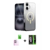 MARSİLYAN™- iPhone 16 Kılıf Eksen Minimal Özel Seri - Şeffaf 360 Full Body Arka Koruyucu + Raze Metal Kamera Lens - PE