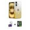 MARSİLYAN™- iPhone 16 Kılıf Eksen Minimal Özel Seri - Şeffaf 360 Full Body Arka Koruyucu + Siyah Bilvis Titan Kamera Lens