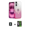 MARSİLYAN™- iPhone 16 Kılıf Eksen Minimal Özel Seri - Şeffaf 360 Full Body Arka Koruyucu + PVD Metal Kamera Lens - YL