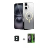 MARSİLYAN™- iPhone 16 Kılıf Eksen Minimal Özel Seri - Şeffaf 360 Full Body Arka Koruyucu + PVD Metal Kamera Lens - YL