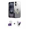MARSİLYAN™- iPhone 16 Kılıf Eksen Minimal Özel Seri - Şeffaf Pasifik Cam Ekran Koruyucu + Bilvis Titan Kamera Lens - PE