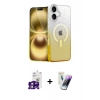 MARSİLYAN™- iPhone 16 Kılıf Eksen Minimal Özel Seri - Şeffaf Pasifik Cam Ekran Koruyucu + Bilvis Titan Kamera Lens - PE