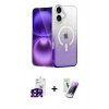 MARSİLYAN™- iPhone 16 Kılıf Eksen Minimal Özel Seri - Şeffaf Pasifik Cam Ekran Koruyucu + Bilvis Titan Kamera Lens - SH