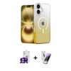 MARSİLYAN™- iPhone 16 Kılıf Eksen Minimal Özel Seri - Şeffaf Pasifik Cam Ekran Koruyucu + Bilvis Titan Kamera Lens - GS