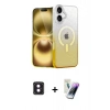MARSİLYAN™- iPhone 16 Kılıf Eksen Minimal Özel Seri - Şeffaf Pasifik Cam Ekran Koruyucu + PVD Metal Kamera Lens - PE