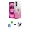 MARSİLYAN™- iPhone 16 Kılıf Eksen Minimal Özel Seri - Şeffaf Pasifik Cam Ekran Koruyucu + Raze Metal Kamera Lens - LT
