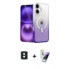 MARSİLYAN™- iPhone 16 Kılıf Eksen Minimal Özel Seri - Şeffaf Pasifik Cam Ekran Koruyucu + PVD Metal Kamera Lens - YL
