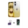 MARSİLYAN™- iPhone 16 Kılıf Eksen Minimal Özel Seri - Siyah 360 Mat Full Body Arka Koruyucu + Yeşil Bilvis Titan Kamera Lens