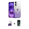 MARSİLYAN™- iPhone 16 Kılıf Eksen Minimal Özel Seri - Siyah 360 Mat Full Body Arka Koruyucu + Yeşil Bilvis Titan Kamera Lens