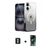 MARSİLYAN™- iPhone 16 Kılıf Eksen Minimal Özel Seri - Siyah 360 Mat Full Body Arka Koruyucu + PVD Metal Kamera Lens - YL
