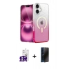 MARSİLYAN™- iPhone 16 Kılıf Eksen Minimal Özel Seri - Siyah 3D Antistatik Hayalet Cam Ekran Koruyucu + Bilvis Titan Kamera Lens - GS