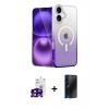 MARSİLYAN™- iPhone 16 Kılıf Eksen Minimal Özel Seri - Siyah 3D Antistatik Hayalet Cam Ekran Koruyucu + Bilvis Titan Kamera Lens - SH