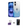 MARSİLYAN™- iPhone 16 Kılıf Eksen Minimal Özel Seri - Siyah 3D Antistatik Hayalet Cam Ekran Koruyucu + Bilvis Titan Kamera Lens - GS