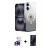 MARSİLYAN™- iPhone 16 Kılıf Eksen Minimal Özel Seri - Siyah 3D Antistatik Hayalet Cam Ekran Koruyucu + Bilvis Titan Kamera Lens - YL