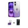 MARSİLYAN™- iPhone 16 Kılıf Eksen Minimal Özel Seri - Siyah 3D Antistatik Hayalet Cam Ekran Koruyucu + Bilvis Titan Kamera Lens - GS
