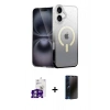 MARSİLYAN™- iPhone 16 Kılıf Eksen Minimal Özel Seri - Siyah 3D Antistatik Hayalet Cam Ekran Koruyucu + Bilvis Titan Kamera Lens - GS