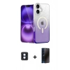 MARSİLYAN™- iPhone 16 Kılıf Eksen Minimal Özel Seri - Siyah 3D Antistatik Hayalet Cam Ekran Koruyucu + PVD Metal Kamera Lens - MI