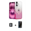 MARSİLYAN™- iPhone 16 Kılıf Eksen Minimal Özel Seri - Siyah 3D Antistatik Hayalet Cam Ekran Koruyucu + PVD Metal Kamera Lens - MI