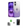MARSİLYAN™- iPhone 16 Kılıf Eksen Minimal Özel Seri - Siyah 3D Antistatik Hayalet Cam Ekran Koruyucu + Raze Metal Kamera Lens - SH