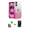 MARSİLYAN™- iPhone 16 Kılıf Eksen Minimal Özel Seri - Siyah 3D Antistatik Hayalet Cam Ekran Koruyucu + Raze Metal Kamera Lens - SH