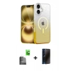 MARSİLYAN™- iPhone 16 Kılıf Eksen Minimal Özel Seri - Siyah 3D Antistatik Hayalet Cam Ekran Koruyucu + Raze Metal Kamera Lens - SH