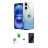 MARSİLYAN™- iPhone 16 Kılıf Eksen Minimal Özel Seri - Siyah 3D Antistatik Hayalet Cam Ekran Koruyucu + Raze Metal Kamera Lens - BZ