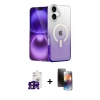 MARSİLYAN™- iPhone 16 Kılıf Eksen Minimal Özel Seri - Siyah 3D Antistatik Mat Seramik Nano Ekran Koruyucu + Bilvis Titan Kamera Lens - SH