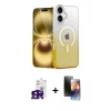 MARSİLYAN™- iPhone 16 Kılıf Eksen Minimal Özel Seri - Siyah 3D Antistatik Mat Seramik Nano Ekran Koruyucu + Bilvis Titan Kamera Lens - SH