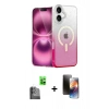 MARSİLYAN™- iPhone 16 Kılıf Eksen Minimal Özel Seri - Siyah 3D Antistatik Mat Seramik Nano Ekran Koruyucu + Siyah Raze Metal Kamera Lens