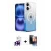 MARSİLYAN™- iPhone 16 Kılıf Eksen Minimal Özel Seri - Siyah 3D Antistatik Mat Seramik Nano Ekran Koruyucu + Pembe Bilvis Titan Kamera Lens