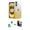 MARSİLYAN™- iPhone 16 Kılıf Eksen Minimal Özel Seri - Siyah 3D Antistatik Mat Seramik Nano Ekran Koruyucu + Lacivert Raze Metal Kamera Lens