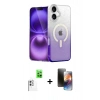 MARSİLYAN™- iPhone 16 Kılıf Eksen Minimal Özel Seri - Siyah 3D Antistatik Mat Seramik Nano Ekran Koruyucu + Raze Metal Kamera Lens - BZ
