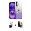 MARSİLYAN™- iPhone 16 Kılıf Eksen Minimal Özel Seri - Siyah 3D Antistatik Mat Seramik Nano Ekran Koruyucu + Pembe Bilvis Titan Kamera Lens