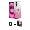 MARSİLYAN™- iPhone 16 Kılıf Eksen Minimal Özel Seri - Siyah 3D Antistatik Mat Seramik Nano Ekran Koruyucu + PVD Metal Kamera Lens - YL